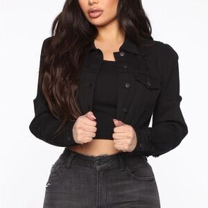 Gone too far black denim cropped jacket